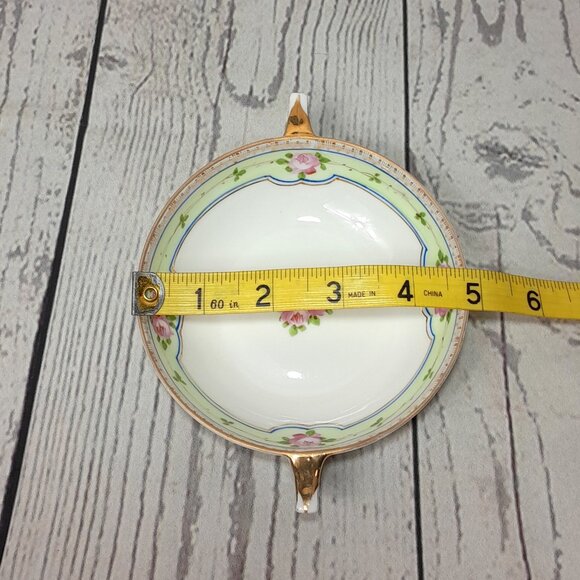 Nippon Bon Bon Bowl Double Handle Hand Painted Porcelain Floral Pink Roses - Picture 10 of 10
